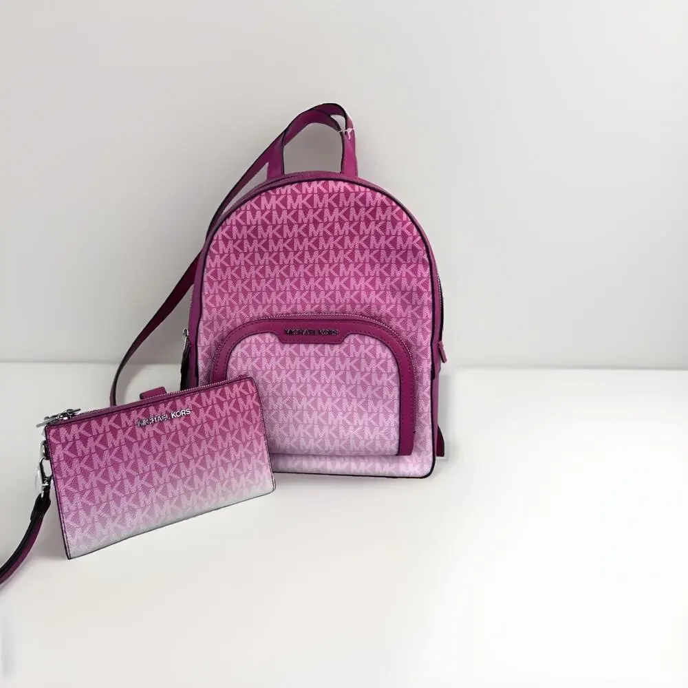 MK Set NWOT Jaycee Ombre Backpack & Jet Set Large Wristlet Dragonfruit Pink $766